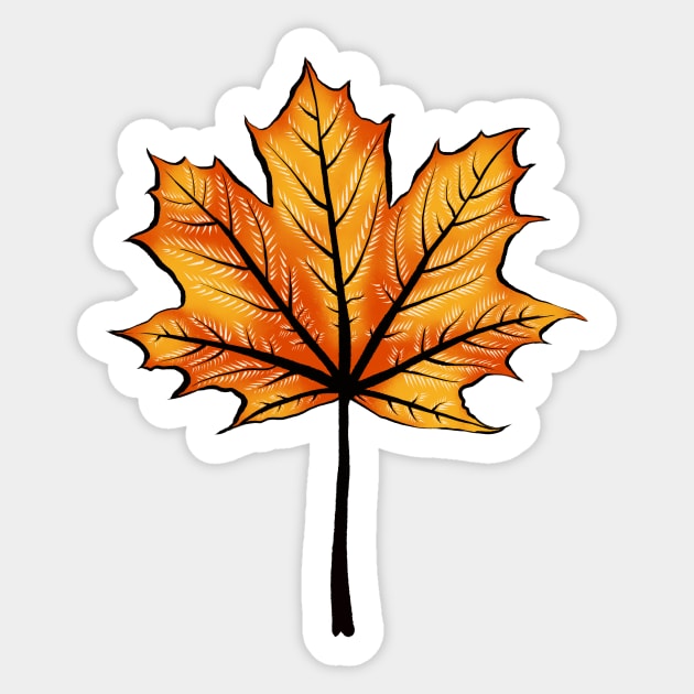 Yellow Orange Autumn Leaf Decorative Botanical Art Sticker by Boriana Giormova